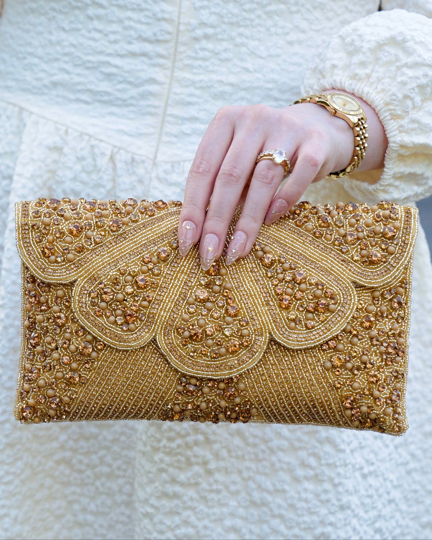 Celeste - Gold Crystal Clutch