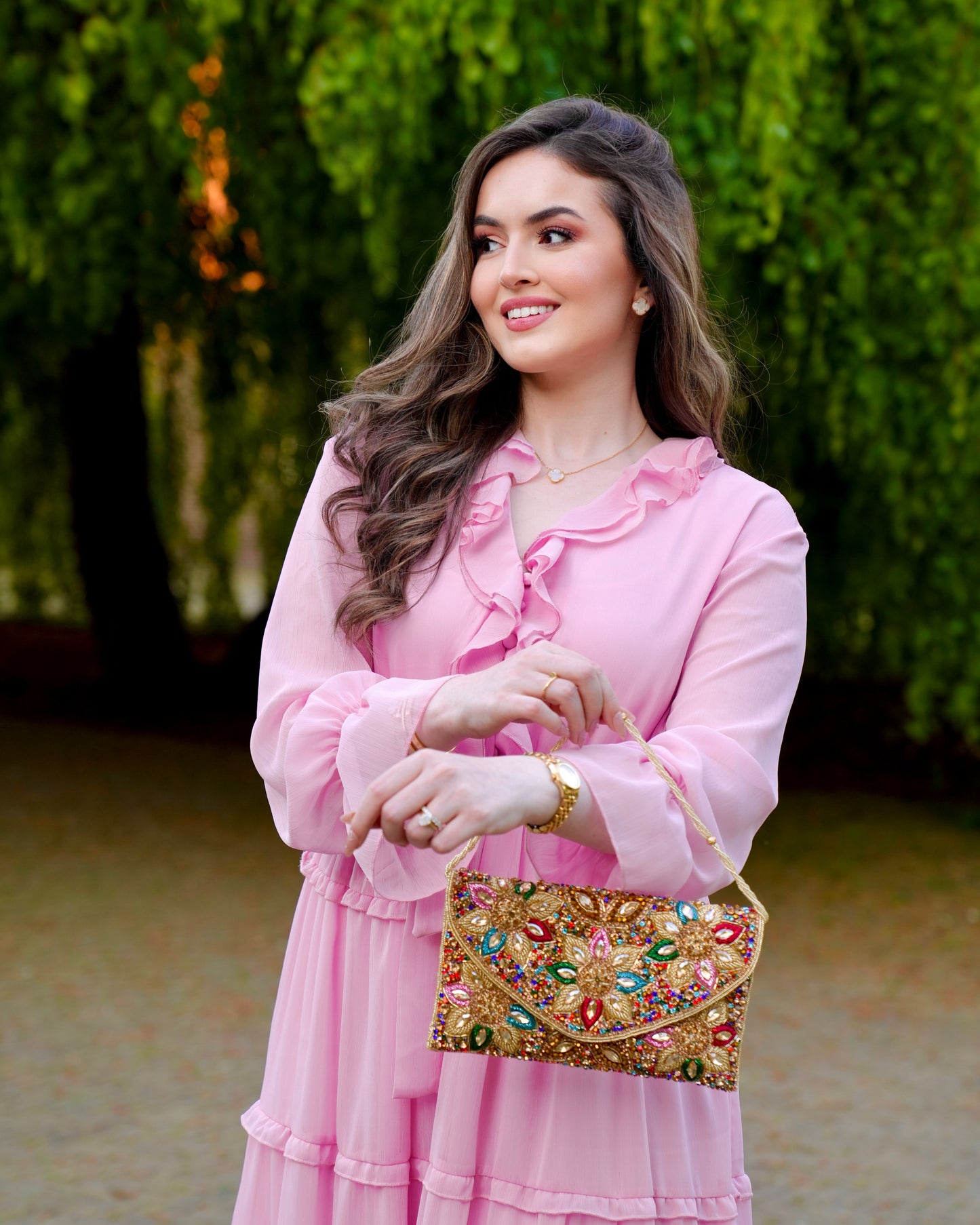Iris - Colorful Gold Crystal Clutch