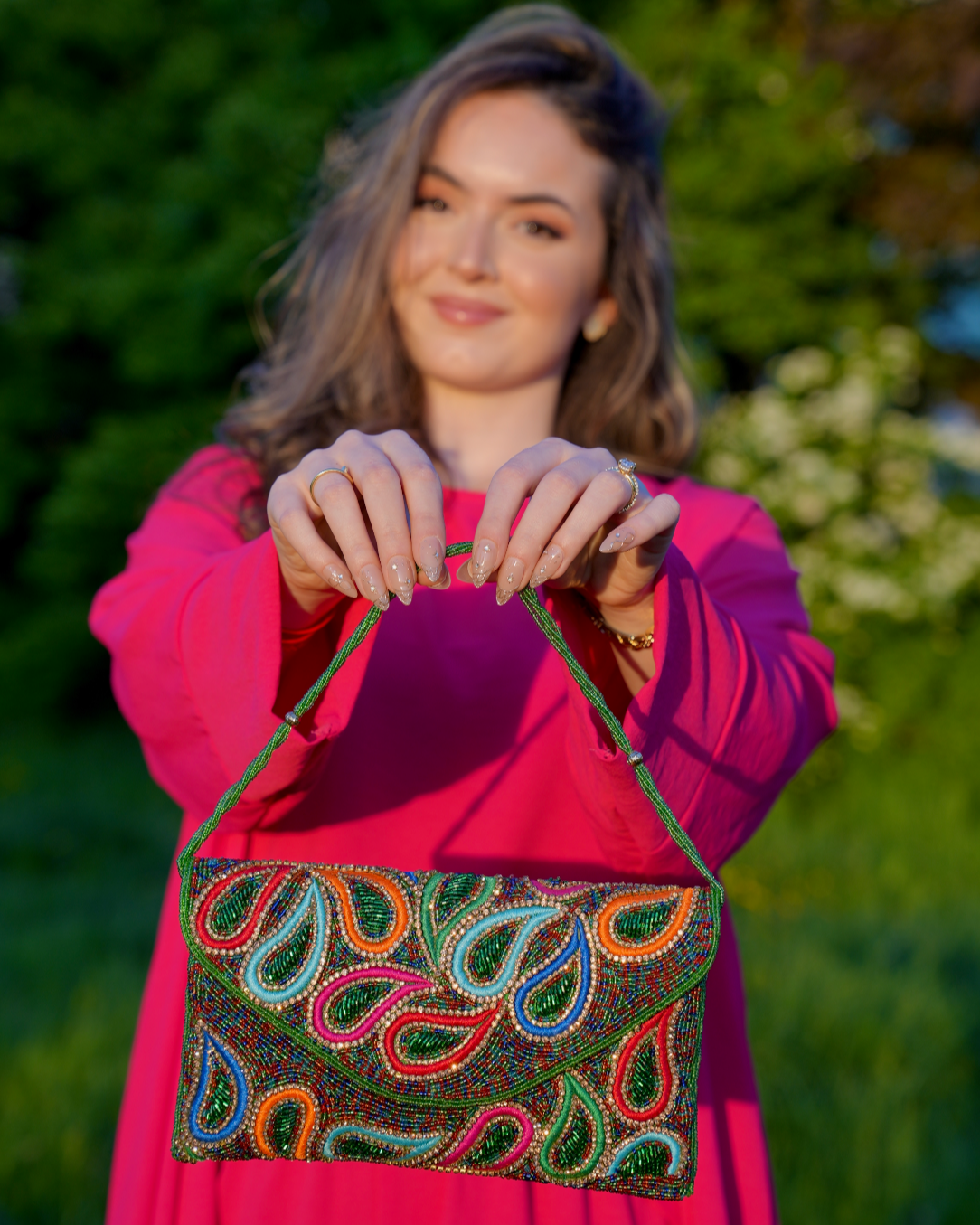 Skye - Colorful Paisley Beaded Clutch