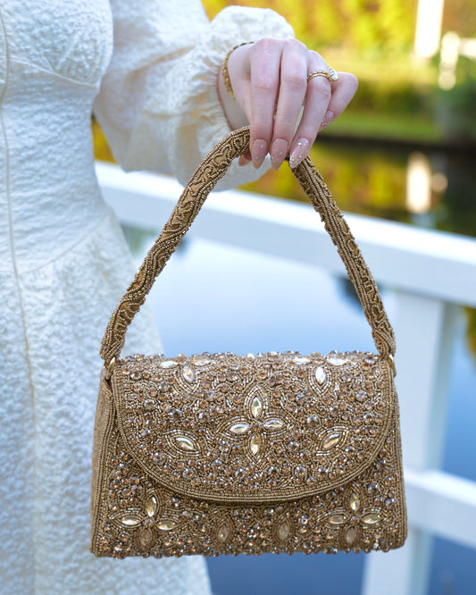 Dahab - Golden Top Handle Crystal Bag
