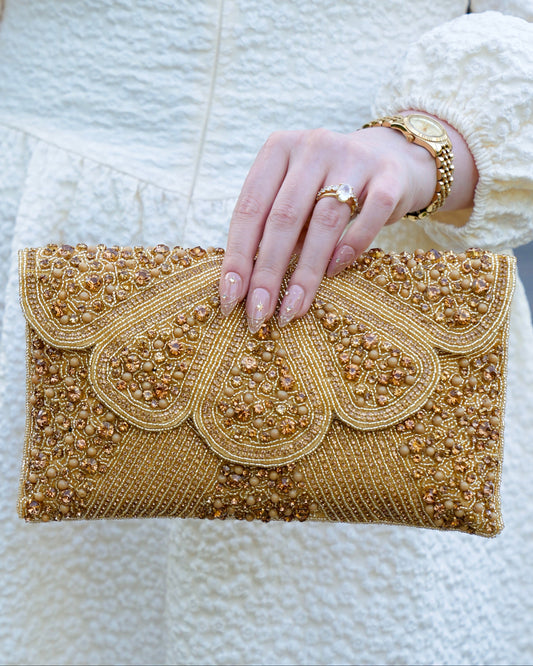 Celeste - Gold Crystal Clutch
