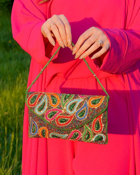 Skye - Colorful Paisley Beaded Clutch