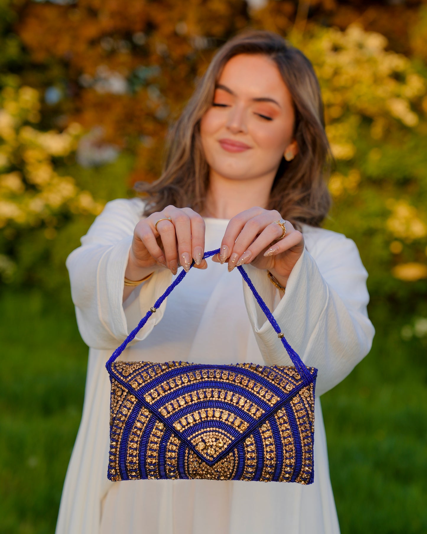 Sapphire - Blue & Gold Crystal Clutch