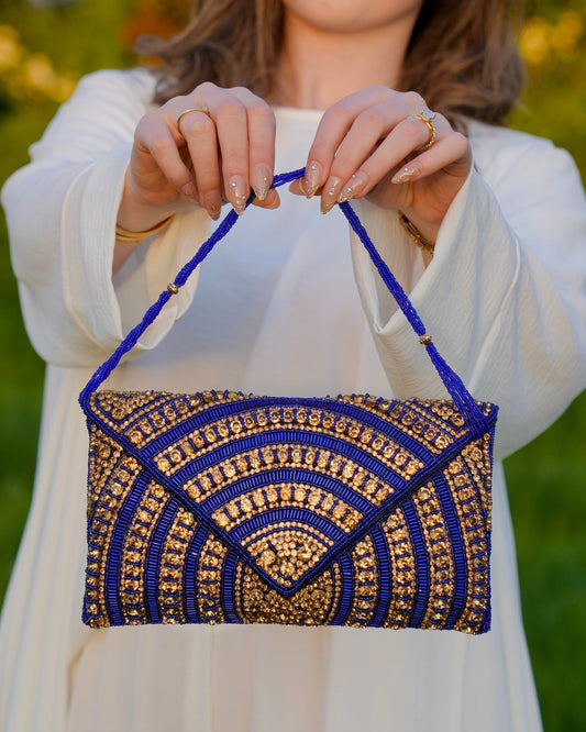 Sapphire - Blue & Gold Crystal Clutch