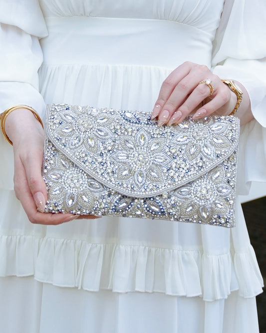Selene - Silver Crystal Clutch