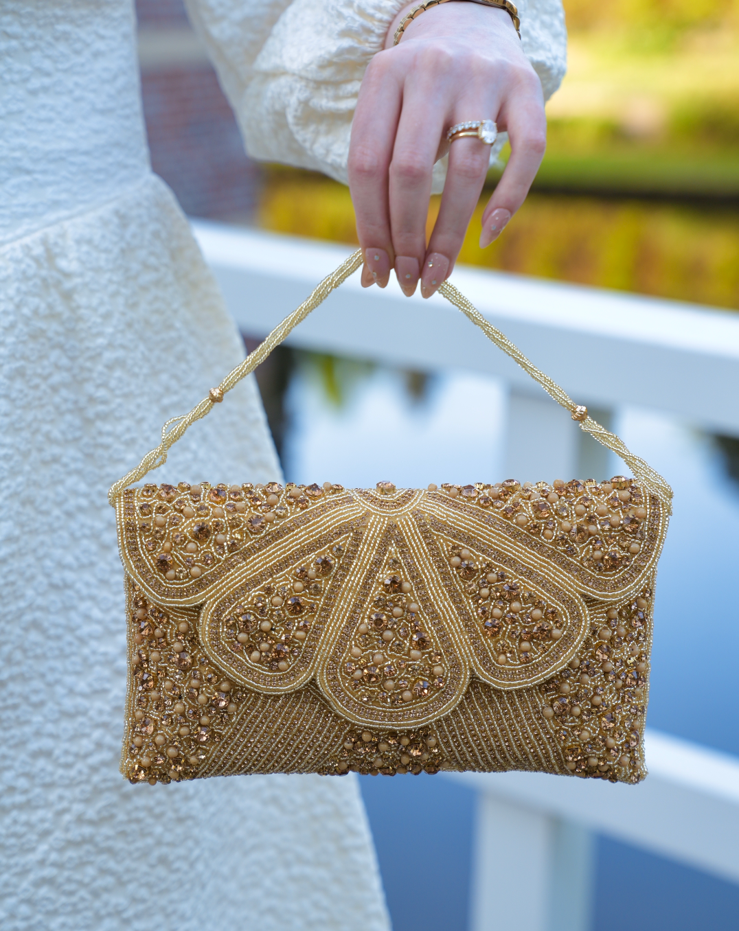 Celeste - Gold Crystal Clutch